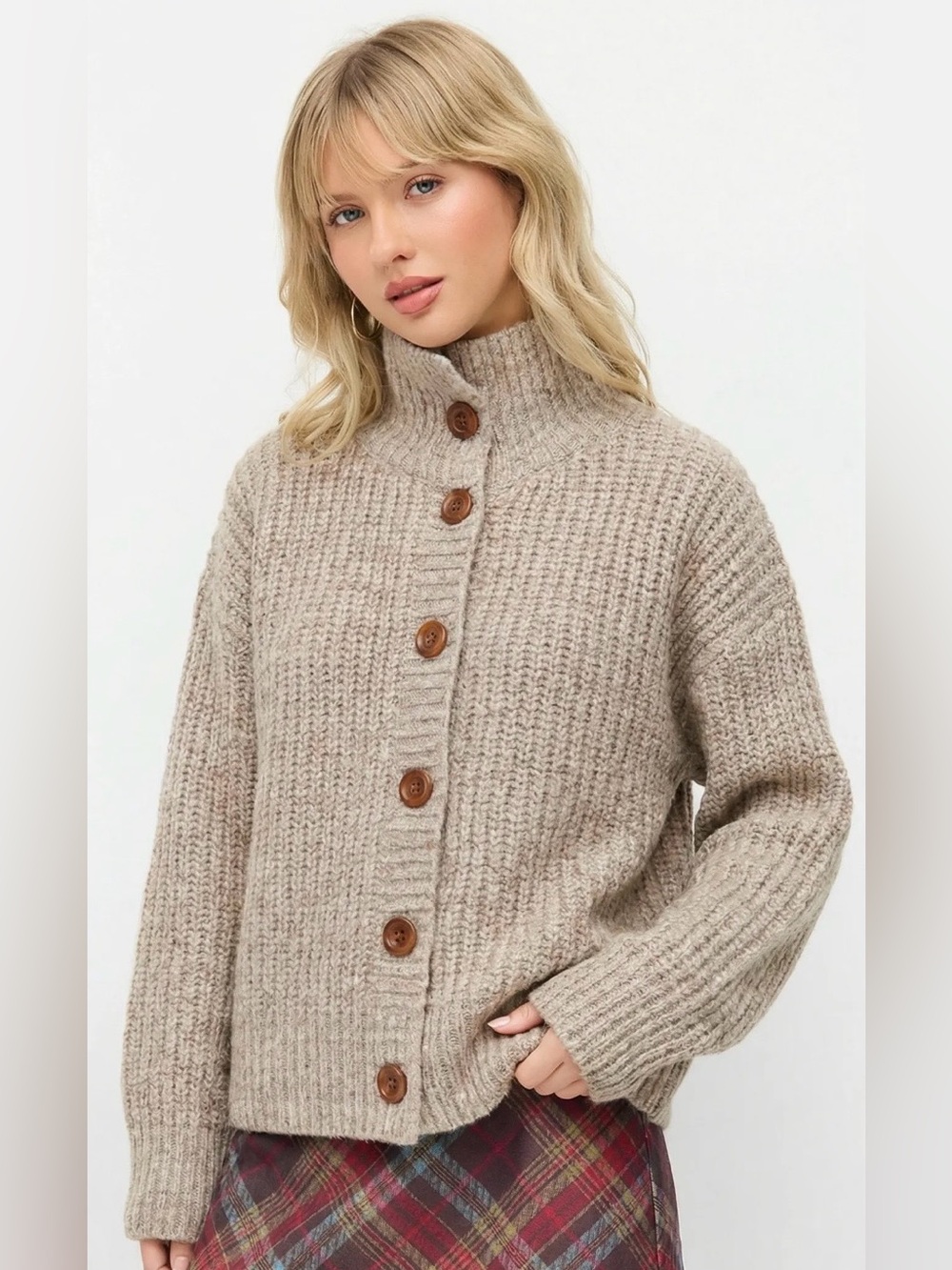 NWT - Cider Knit Collar Oversized Cardigan in Khaki